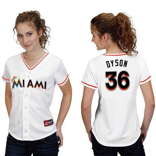 Sam Dyson #36 mlb Jersey-Miami Marlins Women's Authentic Home White Cool Base Baseball Jersey